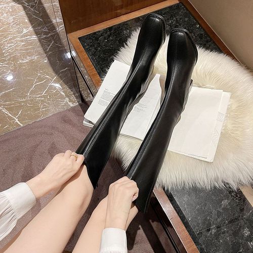 Women's Over-the-Knee High-Heel Boots for Autumn and Winter: Chunky Heel, V-Shape Opening, Slimming Design, Long-Length Equestrian Style Boots