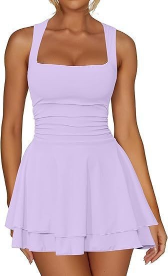 2025 ヨーロッパとアメリカの貿易クロスボーダー婦人服アマゾン人気のスクエアネックウエストプリーツ裾ミニショートドレス|undefined