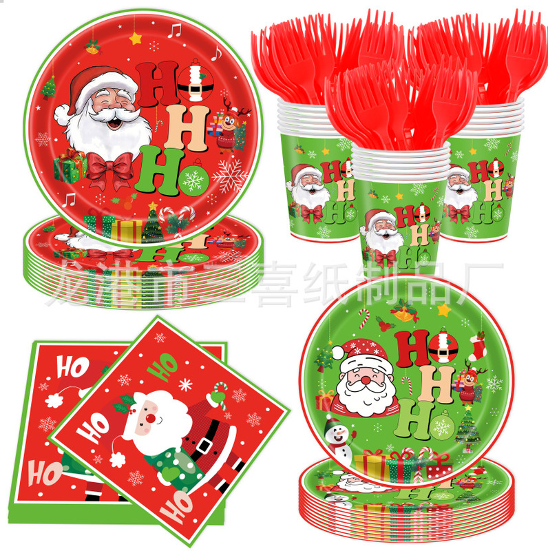 Amazon's New Foreign Trade Grinch Red and Green Christmas-Themed Santa Claus Disposable Paper Plate Tableware Set Amazon's New Foreign Trade Grinch Red and Green Christmas-Themed Santa Claus Disposable Paper Plate Tableware Set