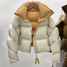 立领棉服女短款2025年秋冬季时尚新款撞色加厚保暖面包服百搭外套