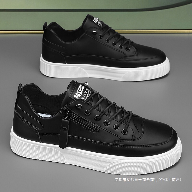 2025 Autumn New Men's Shoes Thick-Soled White Sneakers with Side Zipper Casual Board Shoes for Men, Large Size Versatile Trendy Sports Shoes 2025 Autumn New Men's Shoes Thick-Soled White Sneakers with Side Zipper Casual Board Shoes for Men, Large Size Versatile Trendy Sports Shoes