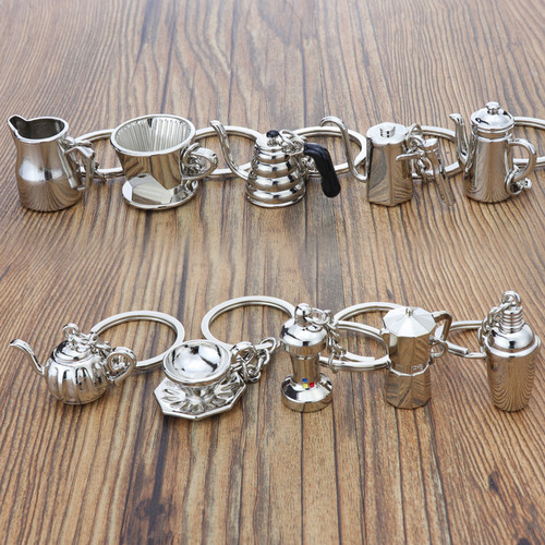 Coffee keychain coffee cup keychain mini cup keychain coffee pot grinder bag small pendant