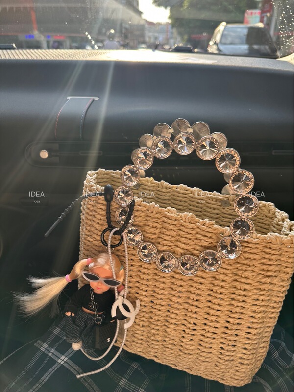 So Cool! Beach Bag with a Quirky Barbie Doll Design, Fresh and Sweet Style, Woven Look, Shiny Rhinestone-Embellished Handbag So Cool! Beach Bag with a Quirky Barbie Doll Design, Fresh and Sweet Style, Woven Look, Shiny Rhinestone-Embellished Handbag