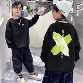 儿童装男童卫衣秋装2025新款炸街韩版中大童帅洋气长袖T恤春秋款