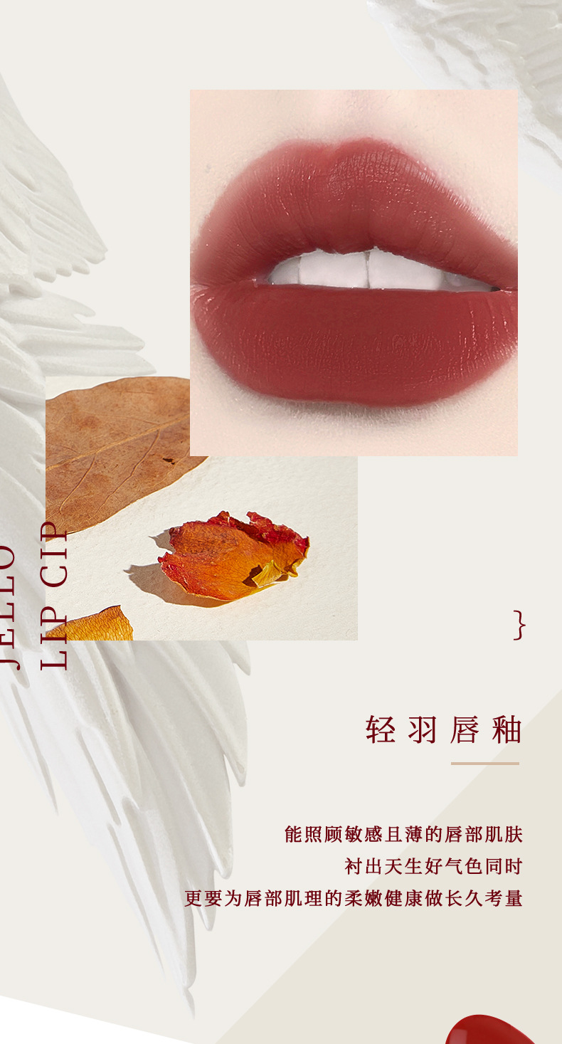 NOVO Light Feather Soft Mist Lip Gloss Mirror Finish Matte Lip Paste Non-stick cup Waterproof, whitening and rosy lips affordable Specification drawing