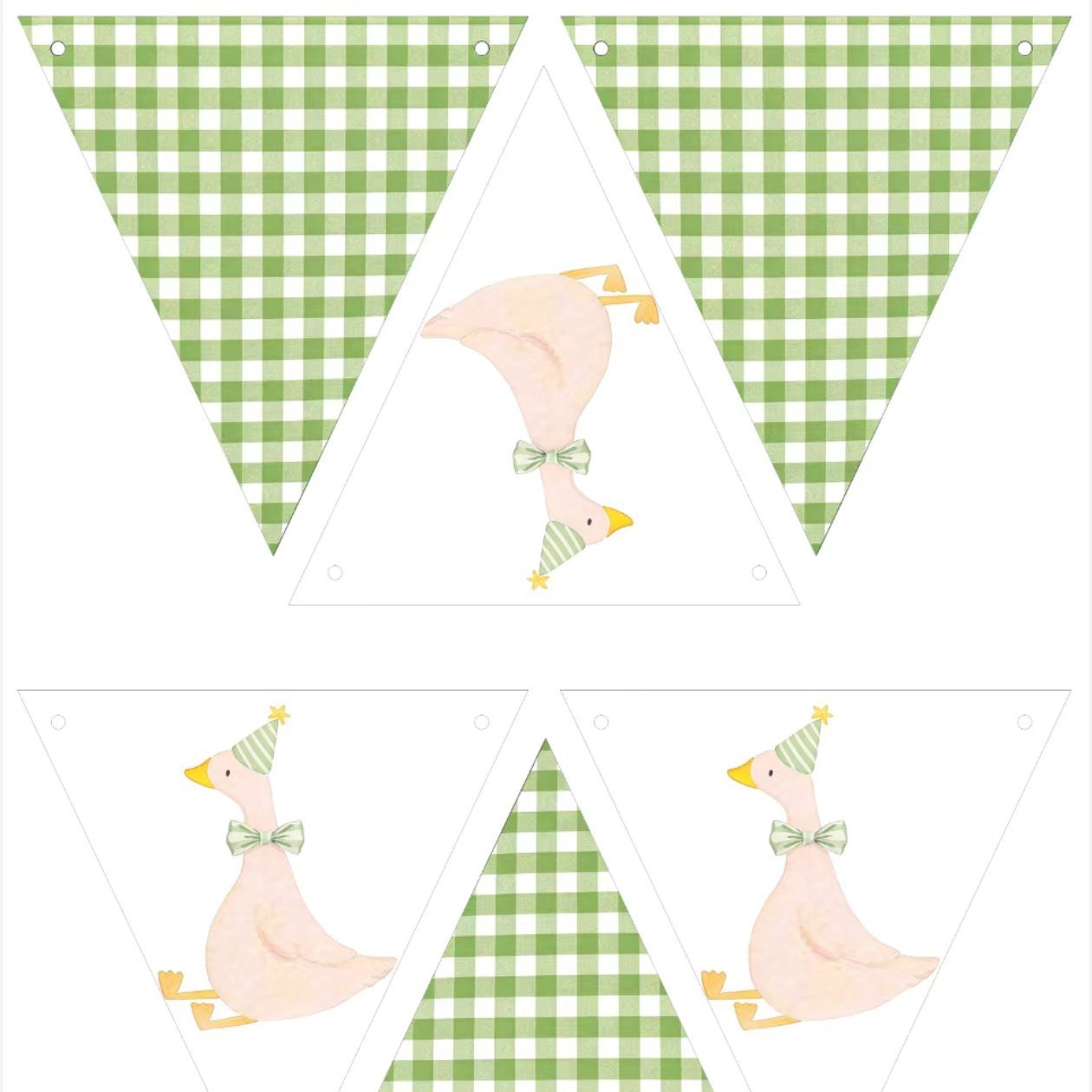 Estilo 2 bandera triangular verde Ganso tirando de la bandera 1 cadena / paquete de cuerda de cáñamo