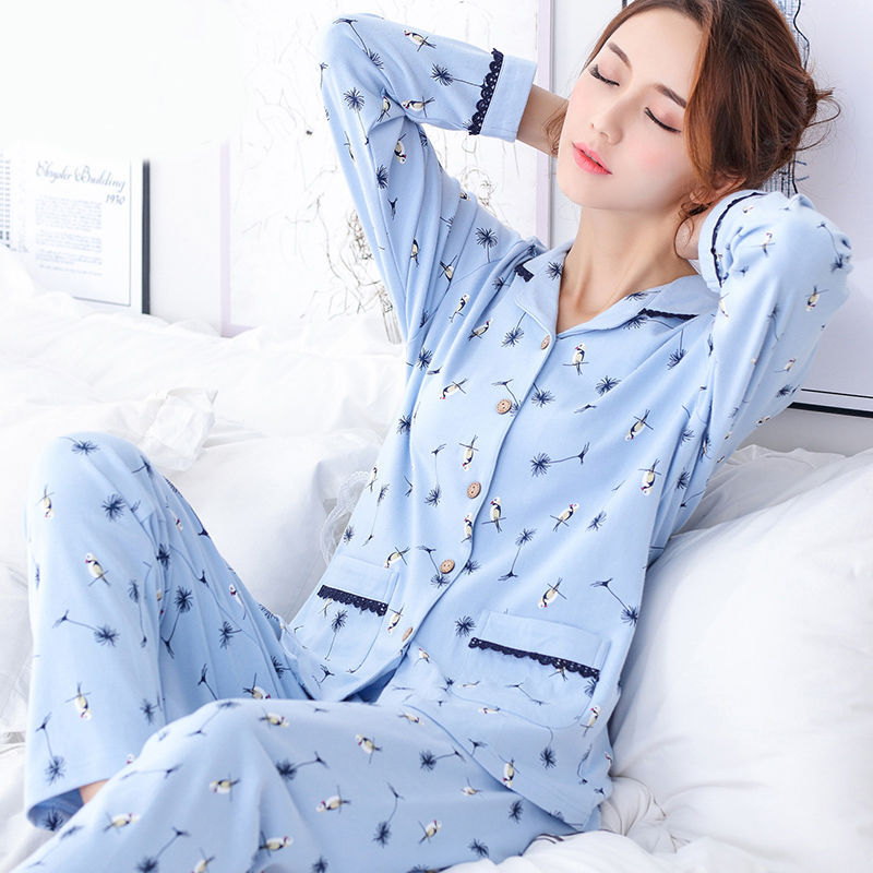 Pijamas para mujer Primavera Otoño Invierno 100% algodón de manga larga Otoño de mediana edad más tamaño madre desgaste del hogar traje
