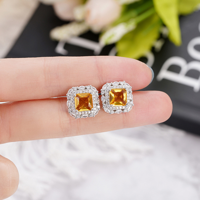 Zircon Crystal Stud Earrings For Men And Women Elegant Style_voghion.com