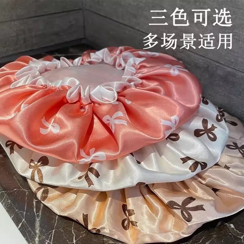 双层加厚浴帽新款防水洗澡洗浴帽沐浴护发淋浴双层头套防水浴帽|undefined
