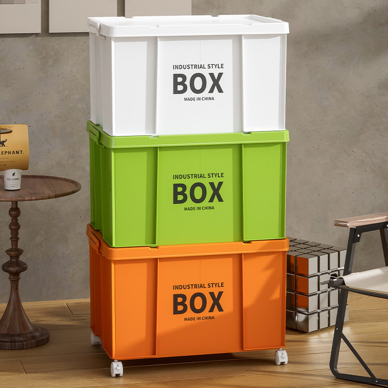 Extra Large Storage Box for Household Toys, Clothes and Sundries Storage, Outdoor Camping Style Car-Mounted Multi-Functional Storage Box with Wheels