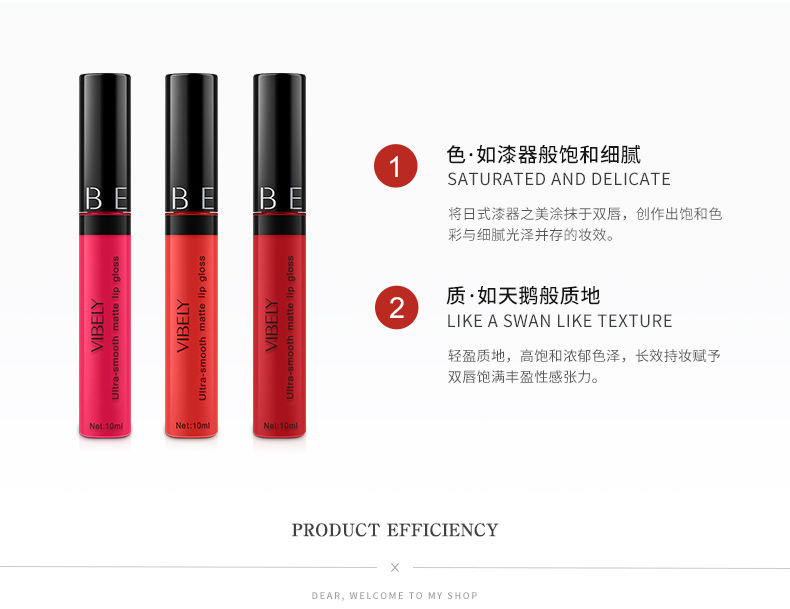 VIBELY Cross-border Makeup Amazon matte non-stick cup lip gloss Non-fading long-lasting liquid Lipstick Export version Application Scenario