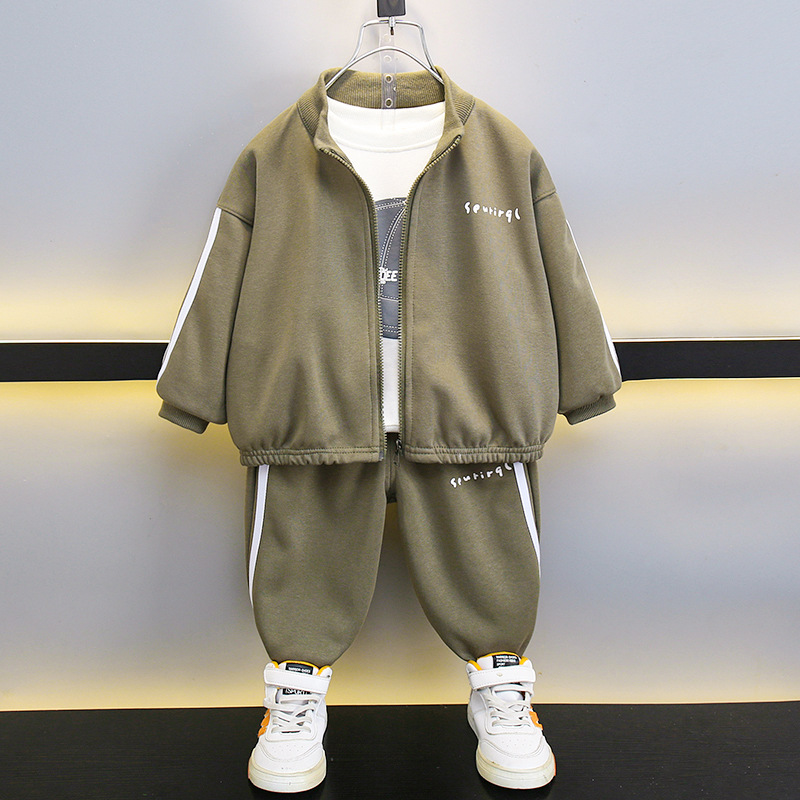 6135 Traje de primavera y otoño para niños 2024 Nueva ropa deportiva de otoño para bebés de estilo occidental Traje de dos piezas coreano para niños