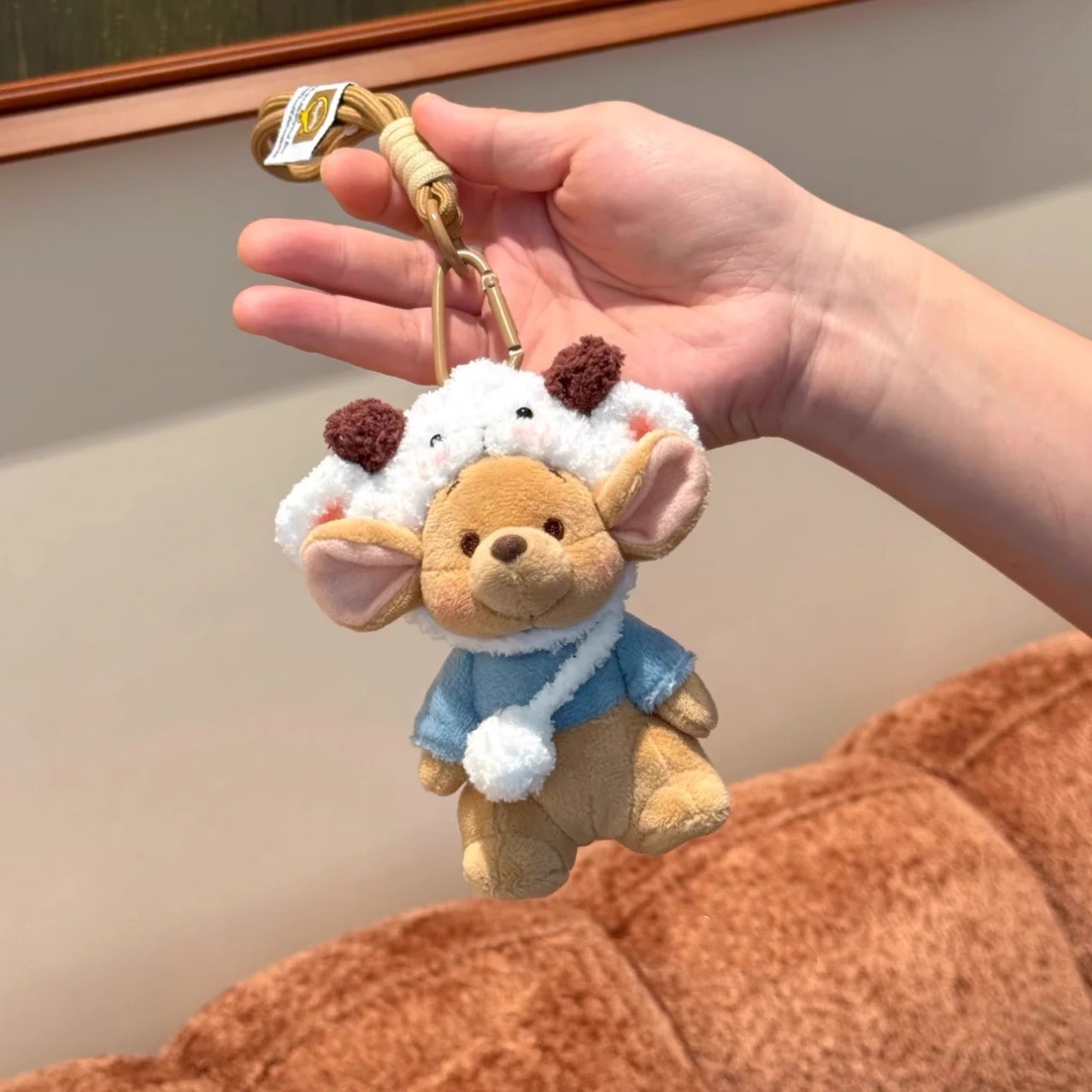 Recuerdos Chef Xiaodou Kangaroo De pie Muñeca de felpa Colgante Muñeca linda Regalo para niña Llavero de coche