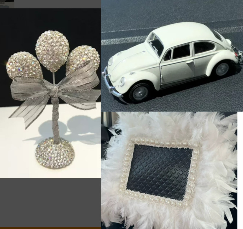 Little Daisy modelo de coche decoración de coche coche clásico aleación personalidad arco decoración de coche consola central cojín de pelo mujer image 14