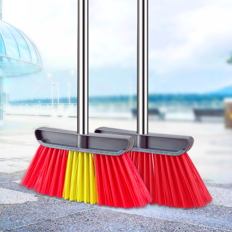 Outdoor Industrial Plastic Hard Wire Broom with Steel Rod Cleaning Balcony Stairs Hard Broom Set Outdoor Broom