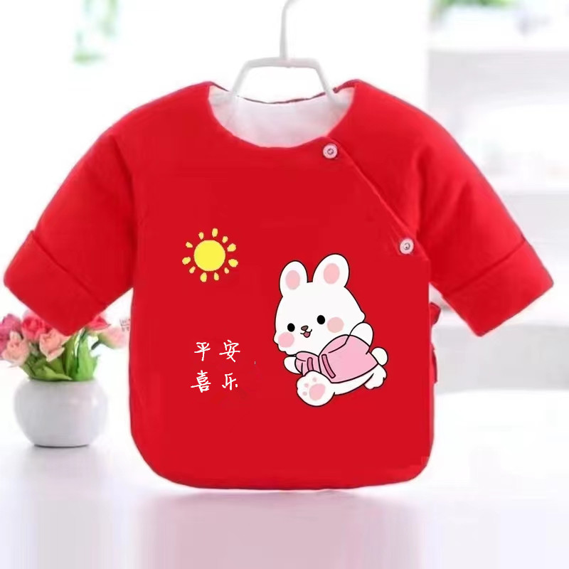 Newborn Half Back Carrier Padded Baby Clothes Cartoon Thickened Top Warm Infant Monk Outfit for Boys and Girls