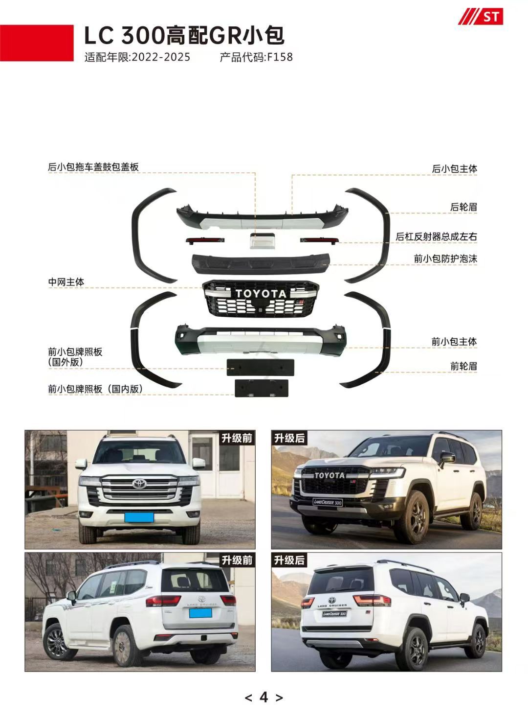 Suitable for 22-25 Land Cruiser Lc300 Modified Front and Rear Gr Full Set of Large Surround Insurance Protection Wheel Eyebrows