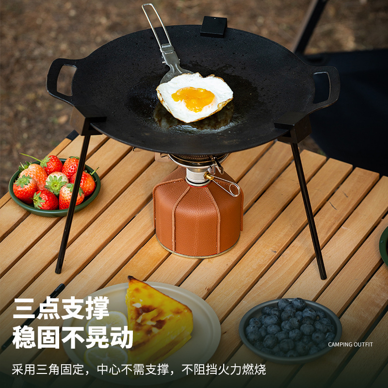 屋外のアルミ合金のグリルの鍋の棚のハンガーの三角の支柱の携帯キャンプの多機能は焼肉の皿の支柱を調節することができます。|undefined