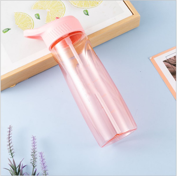 Fábrica en stock batido taza moda taza de agua portátil con escala portátil proteína polvo deportes paja boquilla de succión