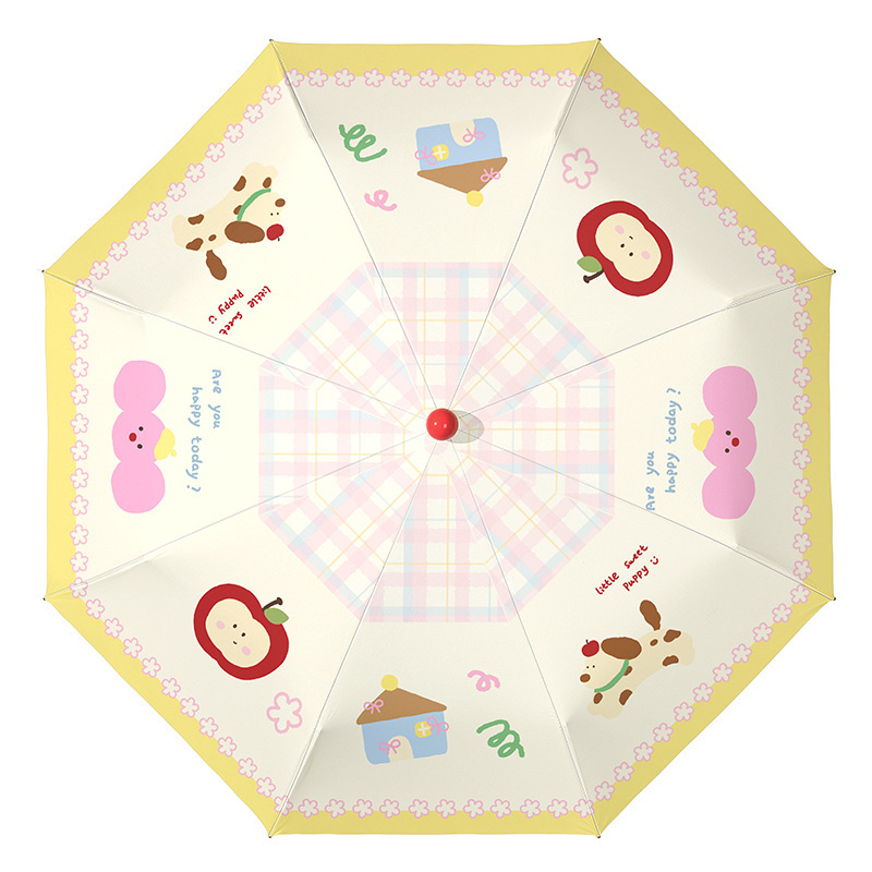 治愈系16骨晴雨两用防晒太阳伞高颜值彩胶防晒伞加粗耐用折叠雨伞|undefined
