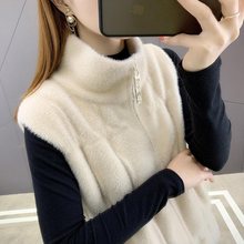 水貂绒马甲女秋冬加厚宽松外穿2025新款拉链女装无袖毛衣马夹背心