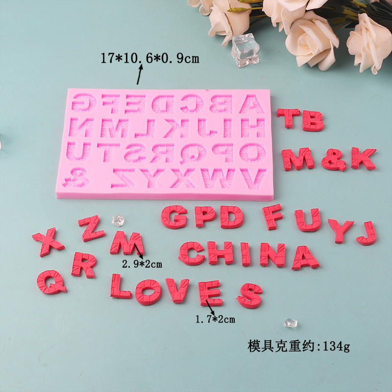 Molde de silicona de chocolate letra mayúscula ritmo seco molde de pastel de fondant molde de cerámica suave de arcilla ultra-ligera en stock