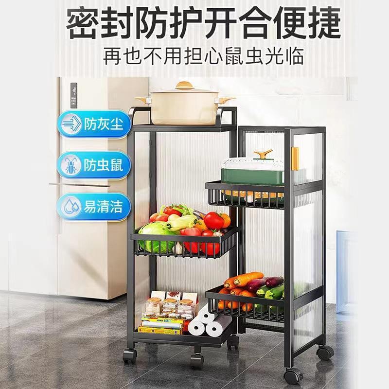 ドア付き回転収納キャビネット、スナック野菜バスケット収納ラック、キッチン床置き多層ポット収納ラック、カート|undefined