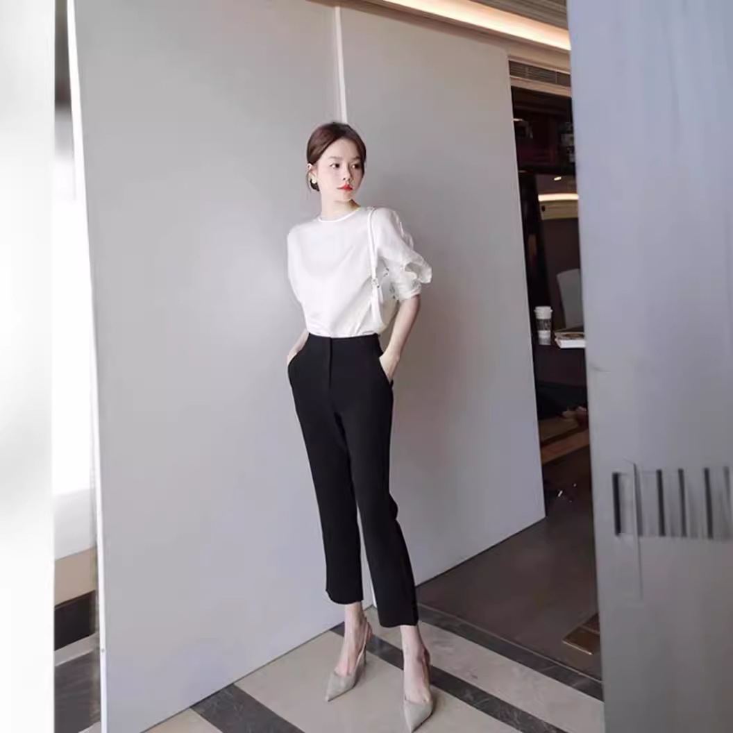 ＵＭ利落显瘦又修饰腿型的小直筒   黑色西裤长裤