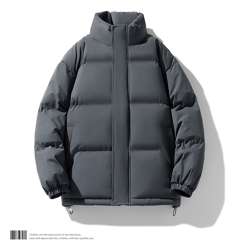 Men's Winter Couple Stand Collar Outdoor Cotton Coat Thickened Warm Solid Color Trendy Brand Plus Size Puffer Jacket_voghion.com