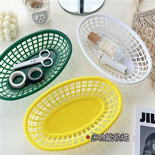 Корейские ins те же цветные эллиптические пластиковые настольные корзины для хранения овощей Фруктовая корзина Картофель фри тарелка гамбургер корзина