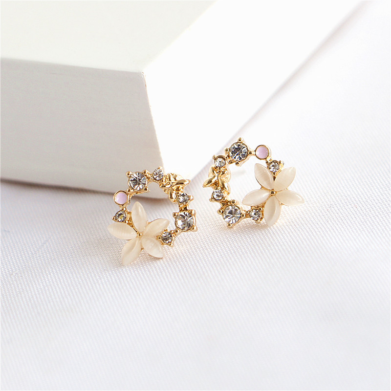 1 Pair Fashion Flower Inlay Alloy Rhinestones Ear Studs display picture 4