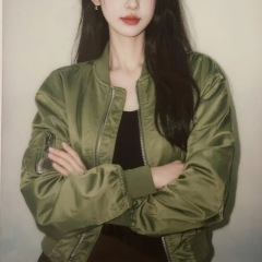绿色夹克外套女2025秋小个子高级感减龄洋气独特漂亮超好看棒球服