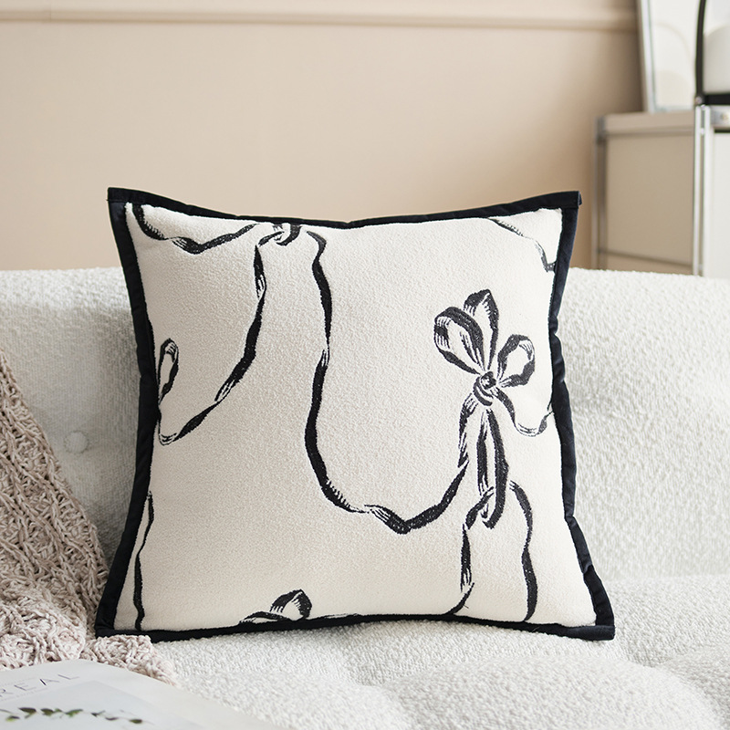 Almohada simple y versátil Almohada ligera y de lujo de alta gama Almohada de sensación de tela nórdica Cama Sala de estar Sofá Funda de almohada Cojín con núcleo