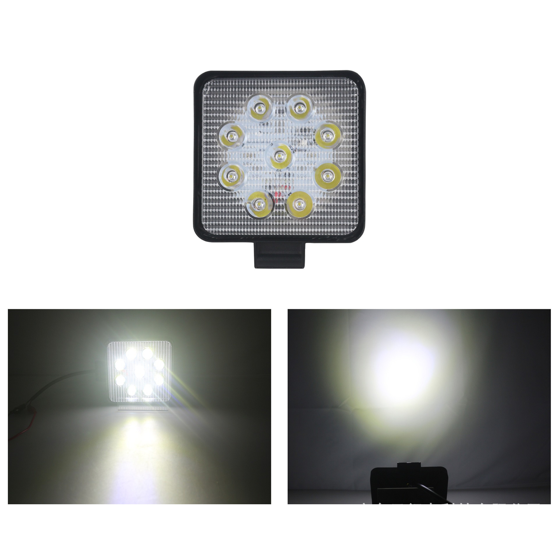 Car LED spotlight 9 beads 27W square off-road vehicle work light car front bumper light forklift light inspection light
