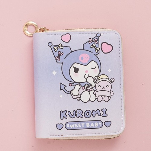 Cartoon Colome cute short zipper wallet for girls, student money clip card holder, small and fresh zero wallet, ID holder