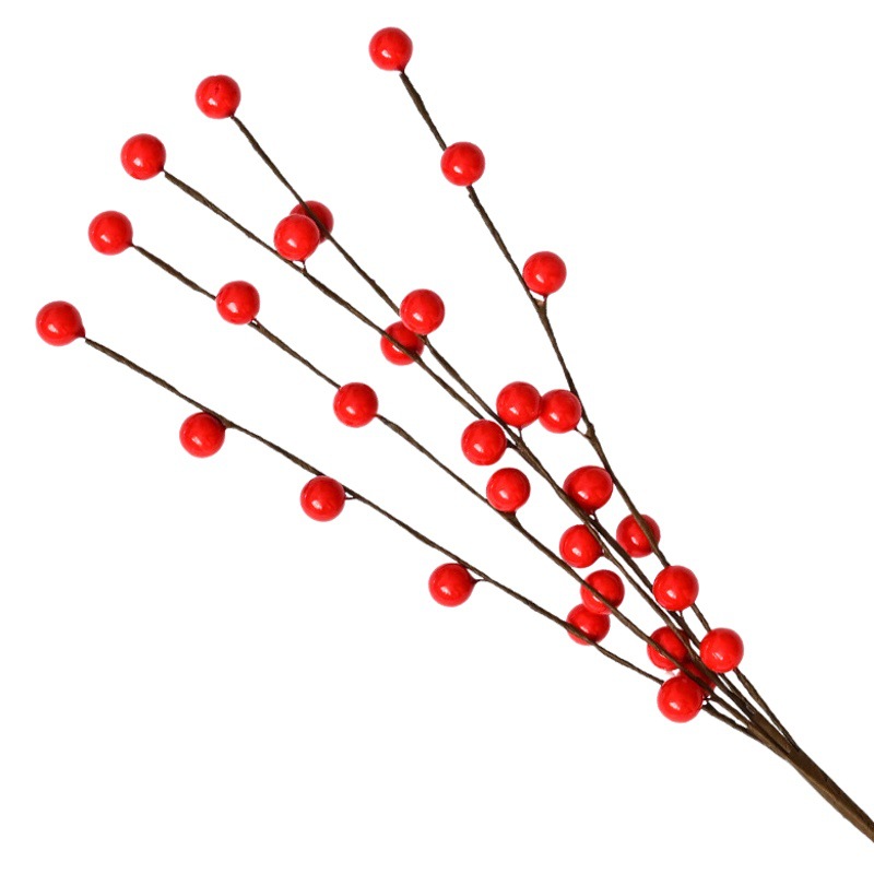 Envío gratis, venta directa de fábrica, productos transfronterizos, Navidad, ramas de bayas de 5 puntas, 30 frutas, decoración navideña para el Festival de Primavera, accesorios de fotografía para banquetes