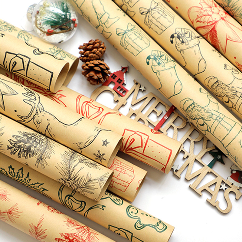 Huaxi Navidad kraft papel de embalaje de flores hecha a mano diy regalo de Nochebuena ramo de flores florista papel de embalaje de flores