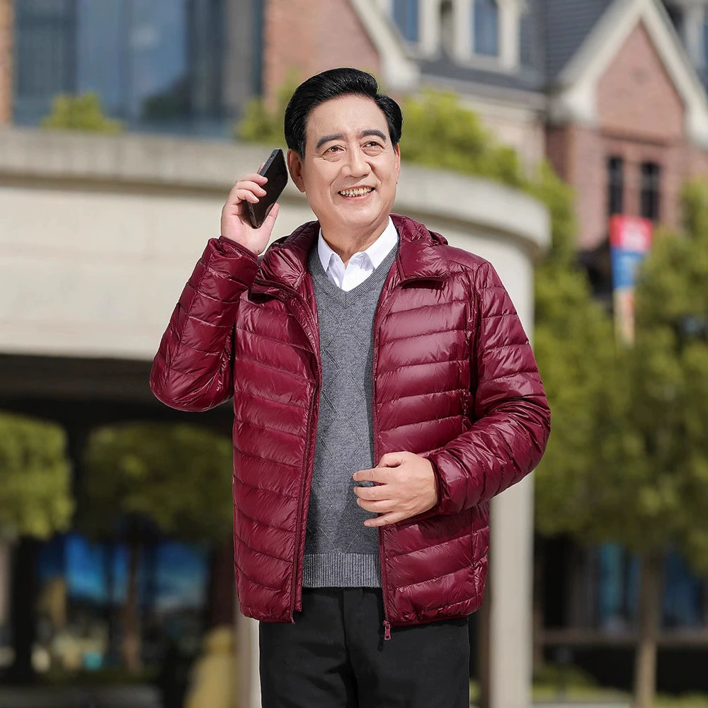 Новая легкая пуховая куртка для мужчин в стиле TikTok, для мужчин среднего и старшего возраста, в стиле «папиных» курток, с воротником-стойкой, короткая зимняя куртка больших размеров, модная