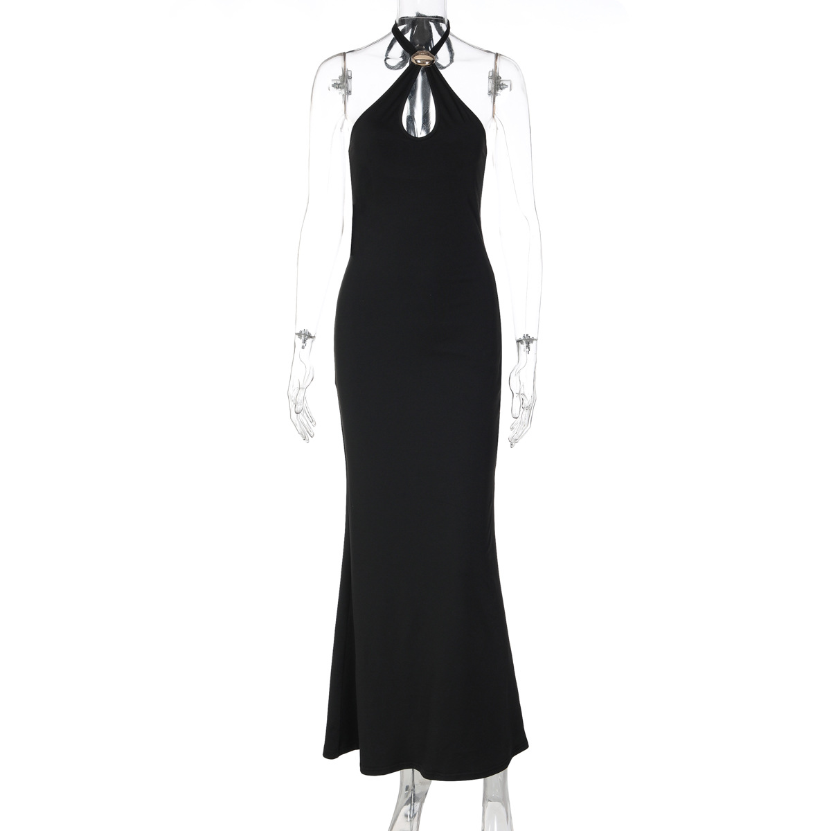 European And American Women's Clothing 2026 Summer New Metal Buckle Neck Strap Slim And Thin Spice Girl Dress_ecoleips.com