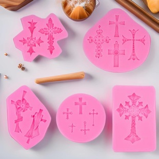 Cross Croheart Hair Card Brooch Shape Fondant Cake Silicone Mold Chocolate Baking Decoration Tool