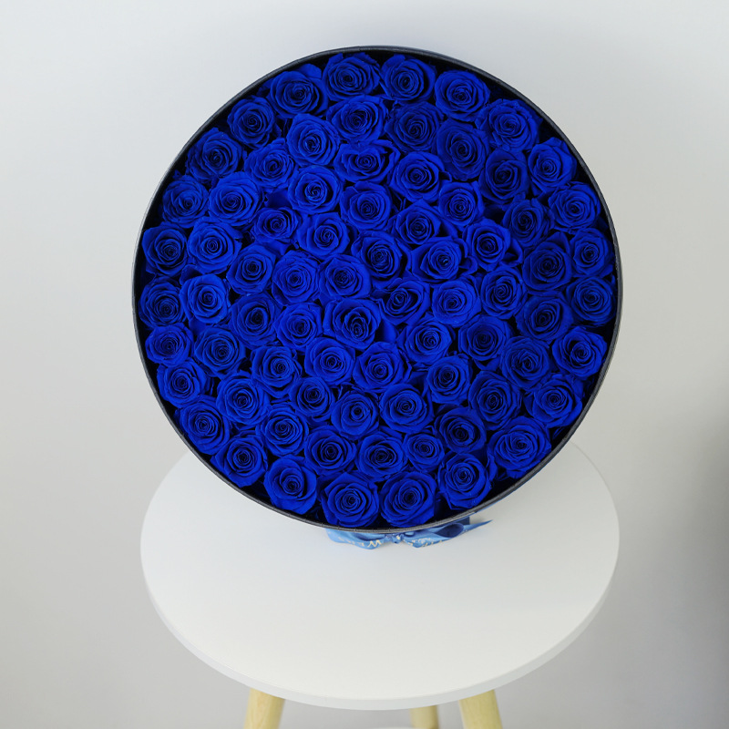 Flor inmortal rosa redonda con tapa grande abrazo caja de regalo de barril Amazon venta caliente flor inmortal decoración de alta calidad