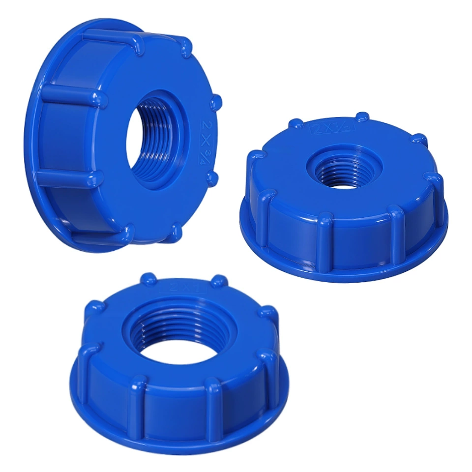 Трансграничные специальные химические бочки бочки с мочевиной бочки iBC тонные бочки пластиковые соединения 4 минуты 6 минут 1 дюйм внутренняя резьба толстая [вогнутая] синий