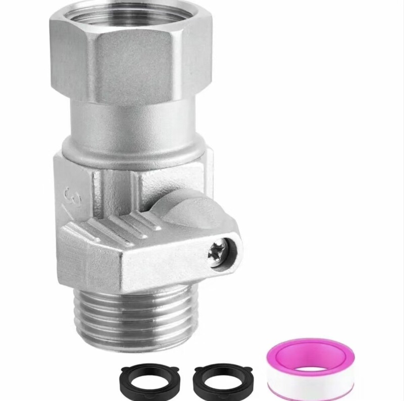 Cross-Border Stainless Steel Garden Hose Shut-Off Valve, 3/ 4inch Ght Threaded Water Pipe Shut-Off Valve with 360-Degree Rotation