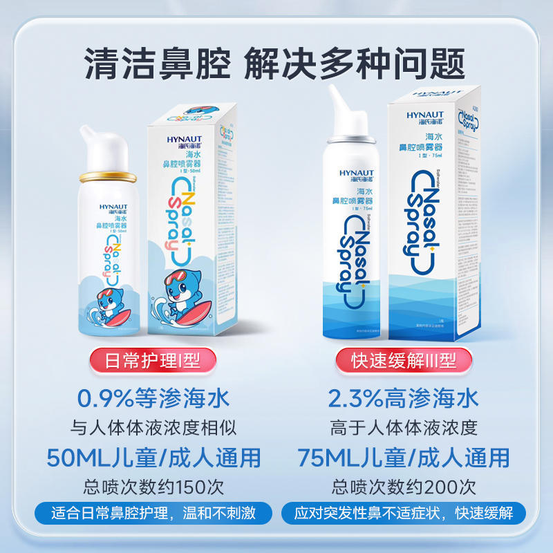 生理性海鹽水鼻腔噴霧器洗鼻器過敏性鼻炎鼻塞等滲兒童成人洗鼻器