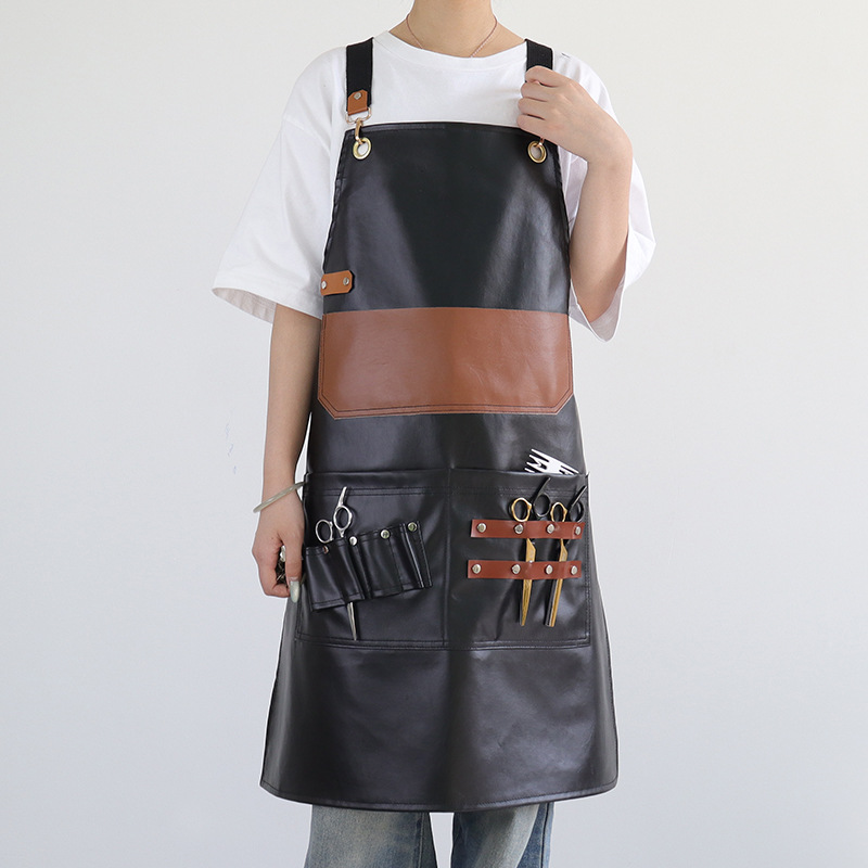 Transfronterizo Amazon nuevo delantal de PU cuero retro celebridad de Internet peluquero ropa de trabajo herramienta delantal fábrica de origen