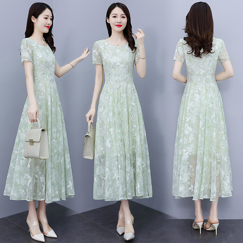 Elegant shiffon summer long dress