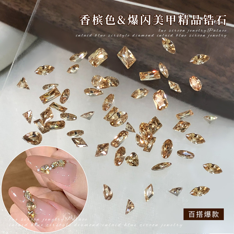 5A Pointed Bottom Small Zircon Nail Art Diamond Jewelry Sparkling Champagne Color Marquise Water Drop Square Oval Loose Diamond Accessories Wholesale 5A Pointed Bottom Small Zircon Nail Art Diamond Jewelry Sparkling Champagne Color Marquise Water Drop Square Oval Loose Diamond Accessories Wholesale