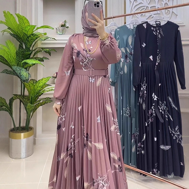 Amazon 2025 European and American Cross-Border Autum New Printed Fashion Waist-Cinching Women's Long-Sleeved Dress Amazon 2025 European and American Cross-Border Autum New Printed Fashion Waist-Cinching Women's Long-Sleeved Dress