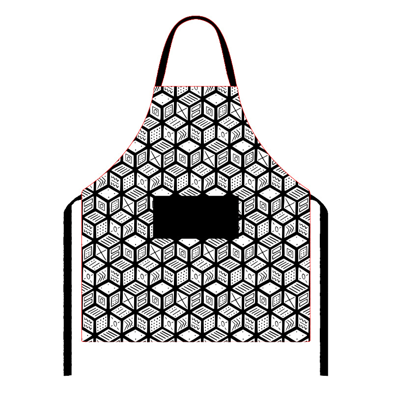 Grembiule regolabile antimacchia con motivo bianco e nero, estivo, impermeabile, alla moda, creativo, personalizzabile per pranzi, torte e altro._voghion.com