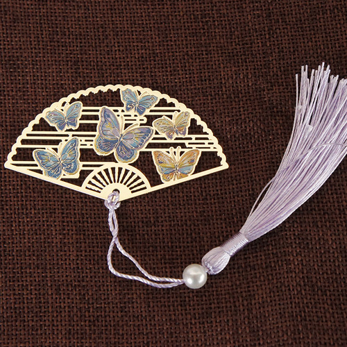 Chinese style large and small folding fans color bookmarks brass metal color bookmarks tourist attractions souvenir gifts